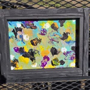 Vibrant Abstract Art with Black Frame